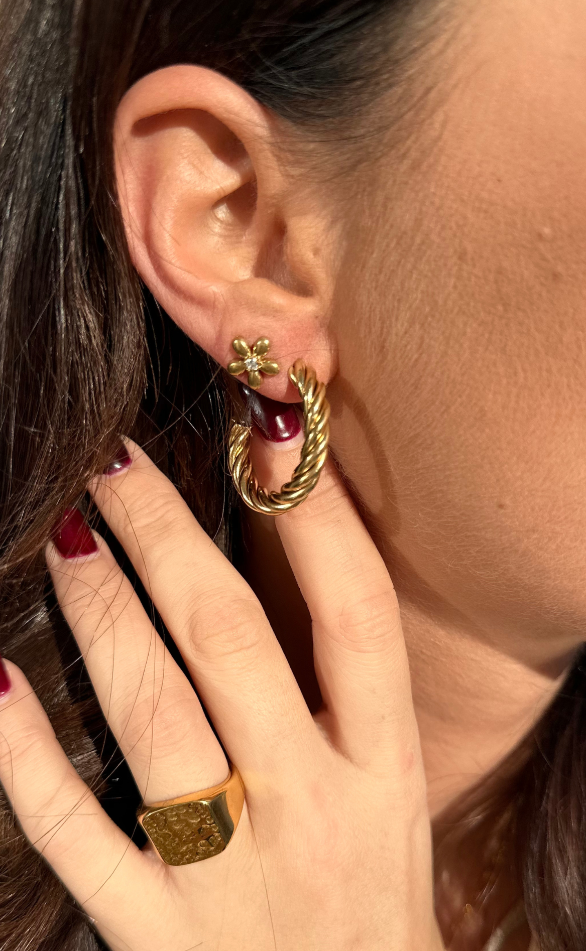 Smykkeli Copenhagen Øreringer - Taiwan Twisted Hoops - Gold