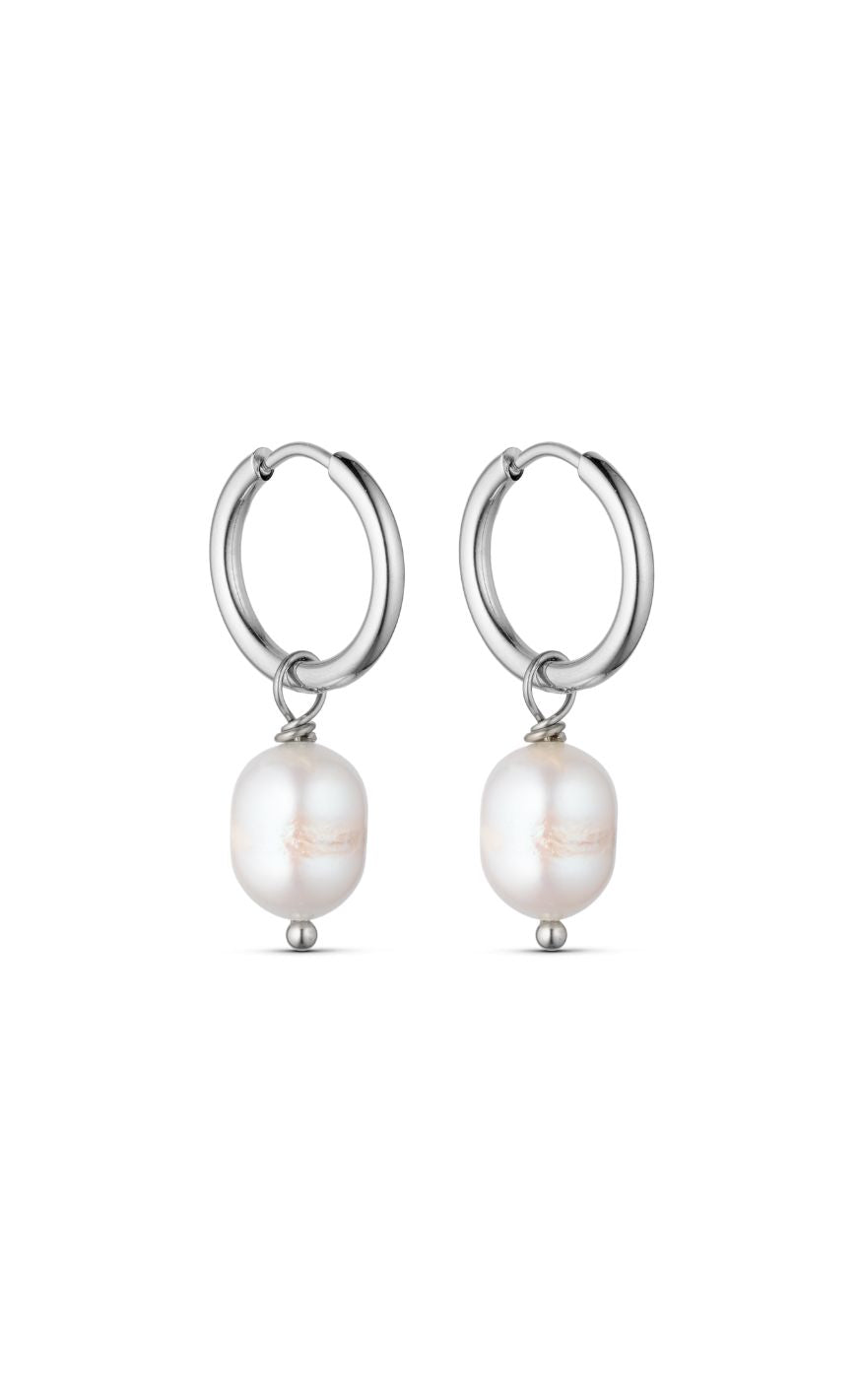 Smykkeli Copenhagen Øreringe - Tokyo - Silver Colour w. Freshwater Pearl