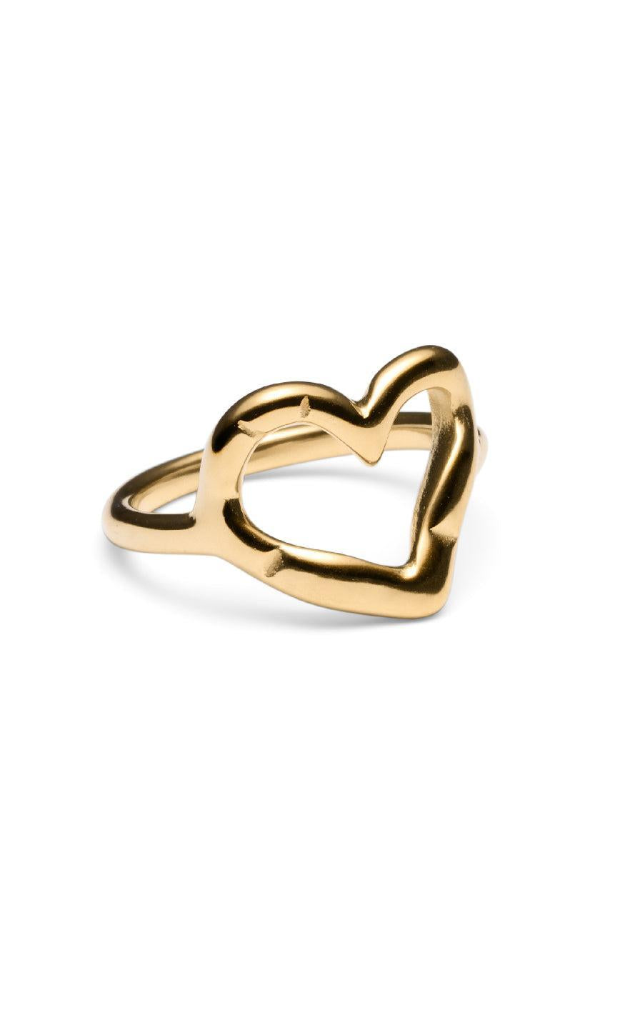 Smykkeli Copenhagen Ring - Big Heart - Gold Colour