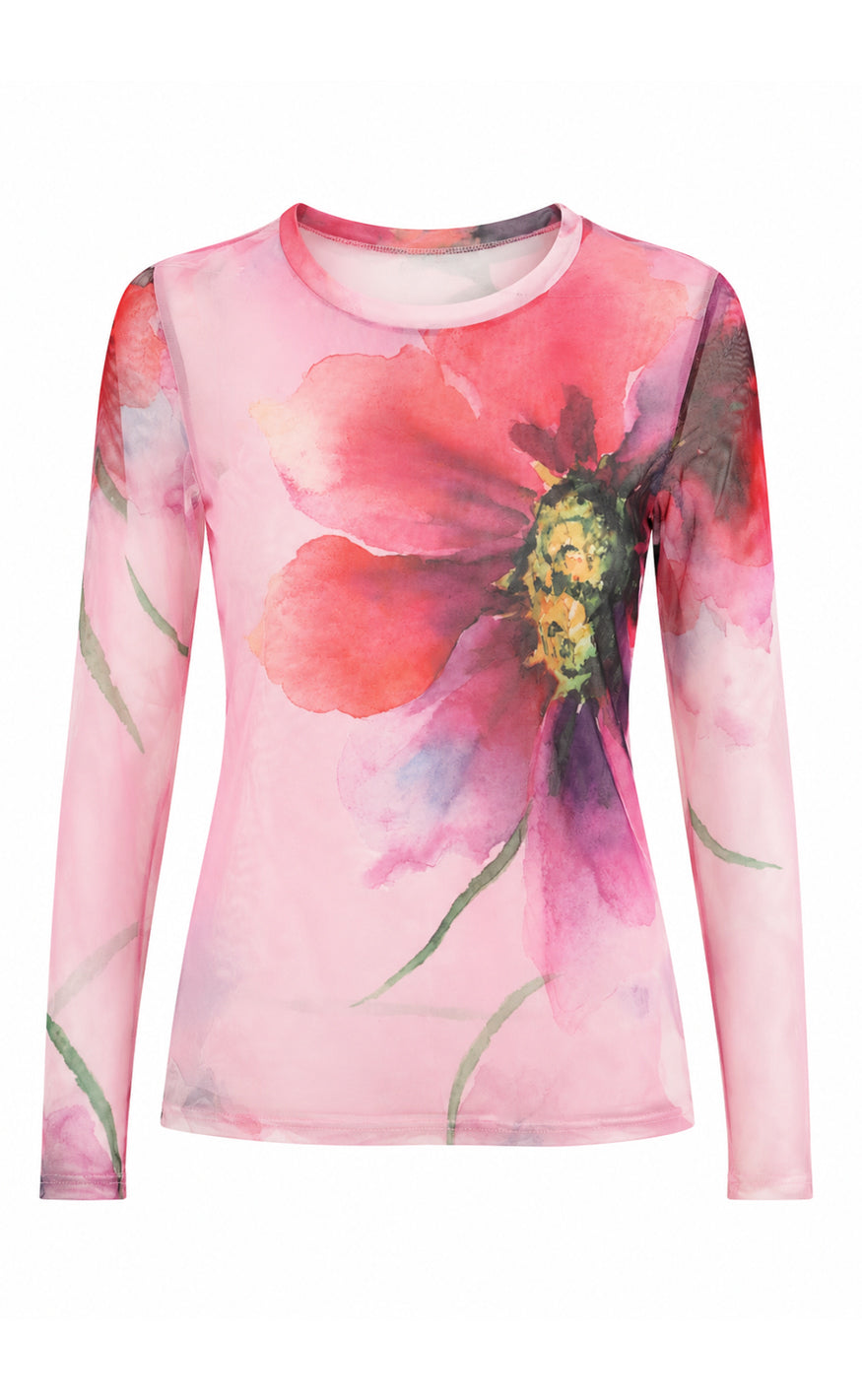 Say INA Copenhagen Bluse - Sophia Mesh - Big Pink Flowers