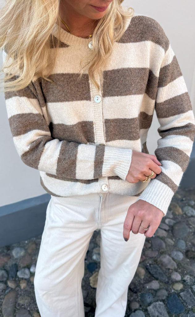 Say INA Copenhagen Cardigan - Maika - Beige / Brown Striped