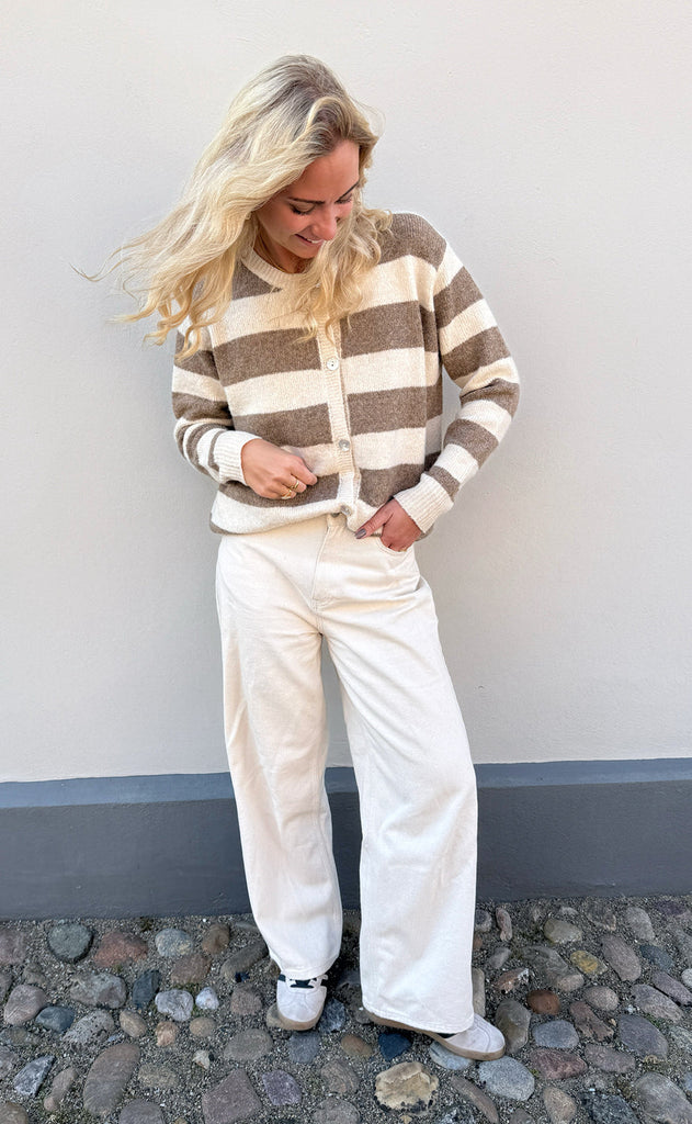 Say INA Copenhagen Cardigan - Maika - Beige / Brown Striped