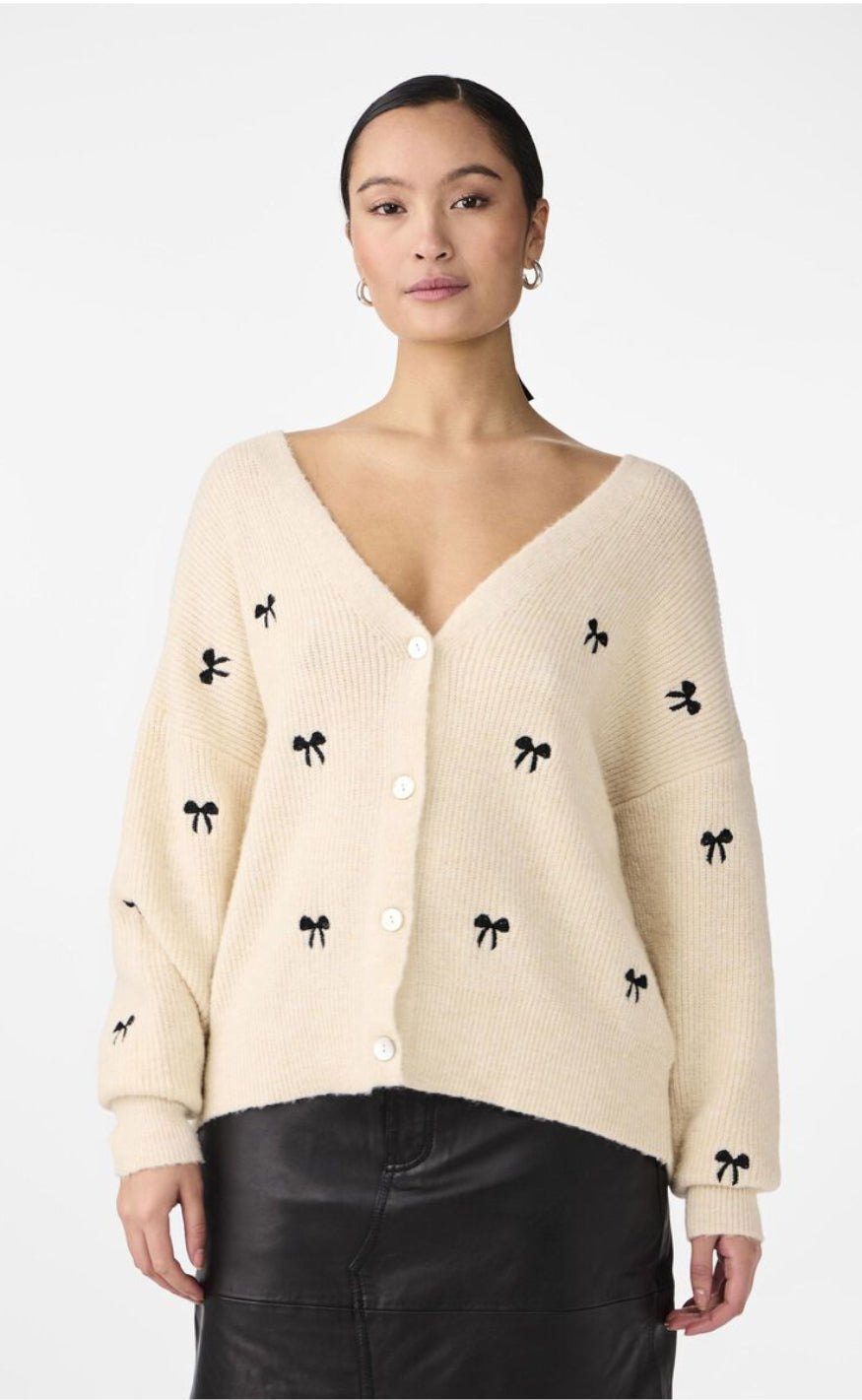 YAS Genser - Bow Embroided Knit - Birch