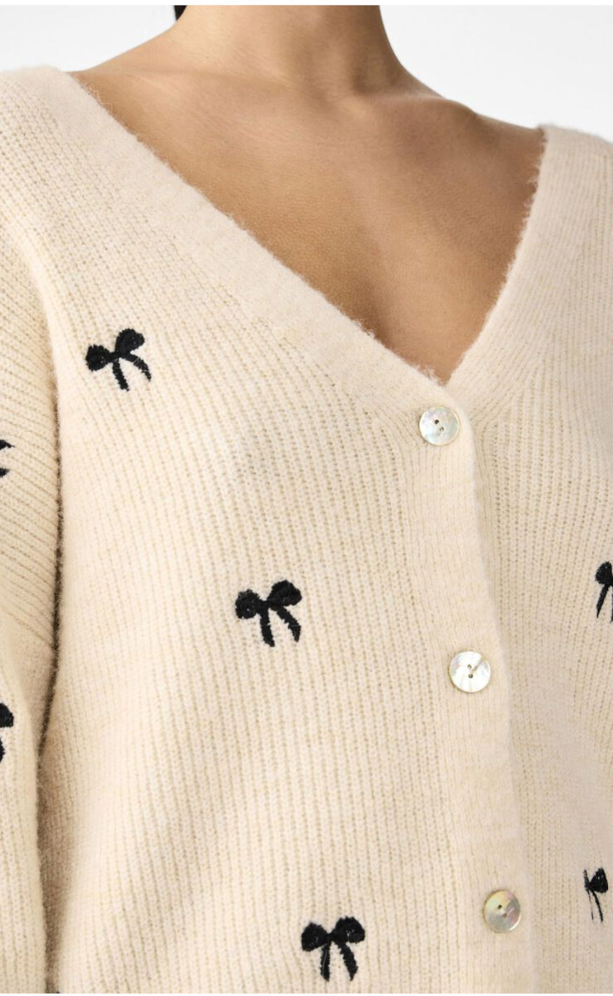 YAS Genser - Bow Embroided Knit - Birch