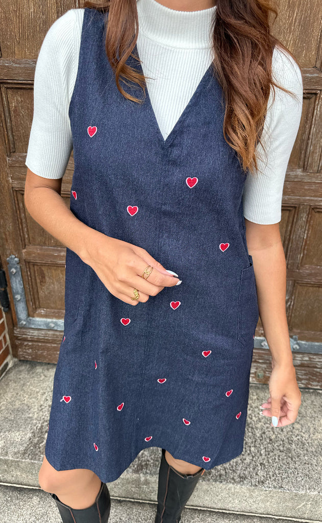 Say INA Copenhagen Kjole - Ania Spencer - Dark Blue Denim W. Hearts