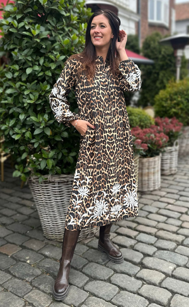 INA Copenhagen Kjole - Tilde Long - Leopard W. Emroidery