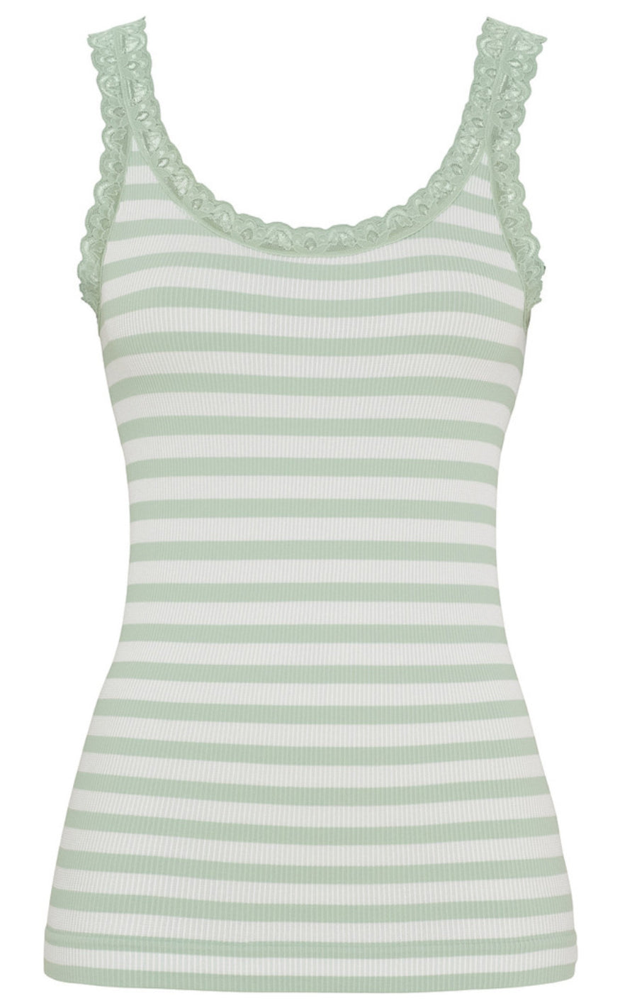 Tim & Simonsen Topp - Isa Rib - Menta/Bianco
