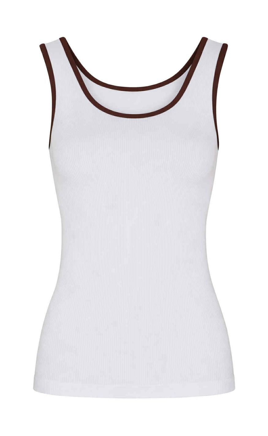 Tim & Simonsen Topp - Marie Rib - Bianco/Cioccolate