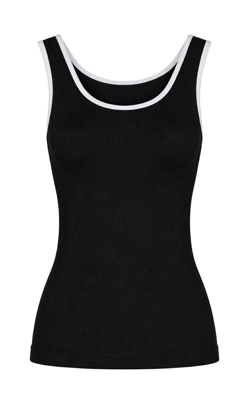 Tim & Simonsen Topp - Marie Rib - Nero/Bianco