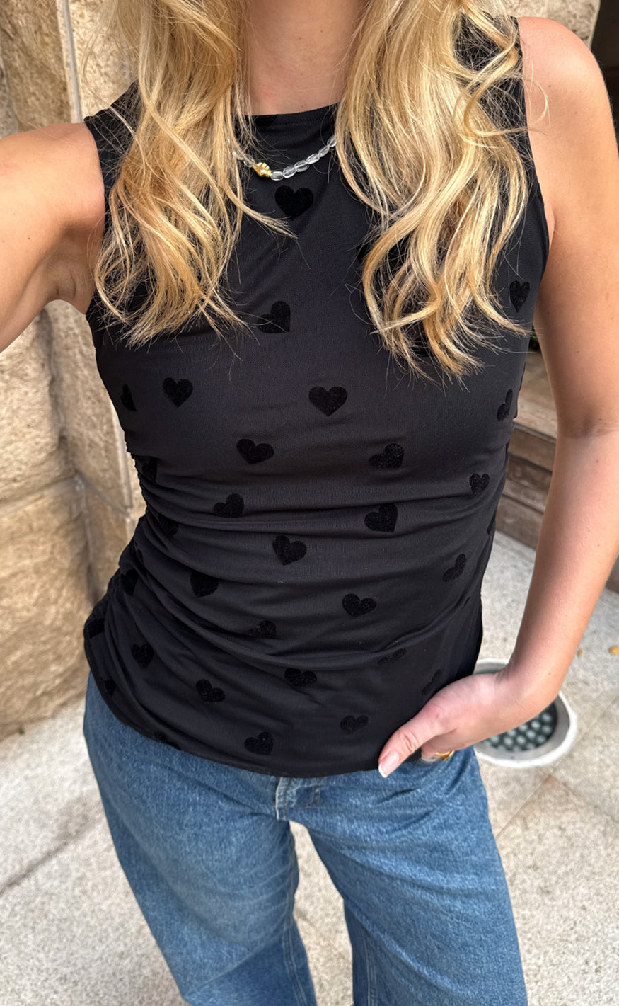 Say INA Copenhagen Topp - Sophia Mesh - Black Hearts