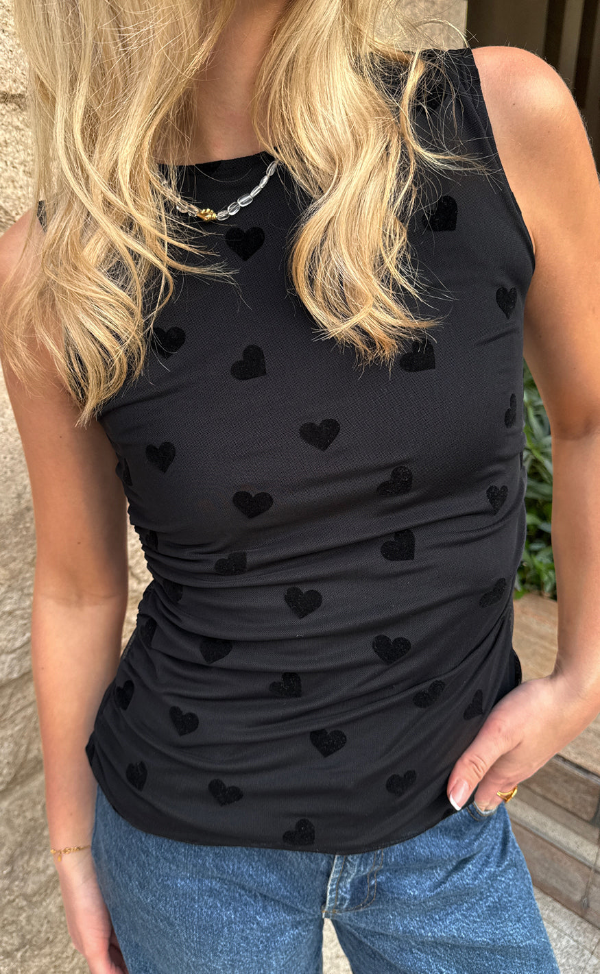 Say INA Copenhagen Topp - Sophia Mesh - Black Hearts