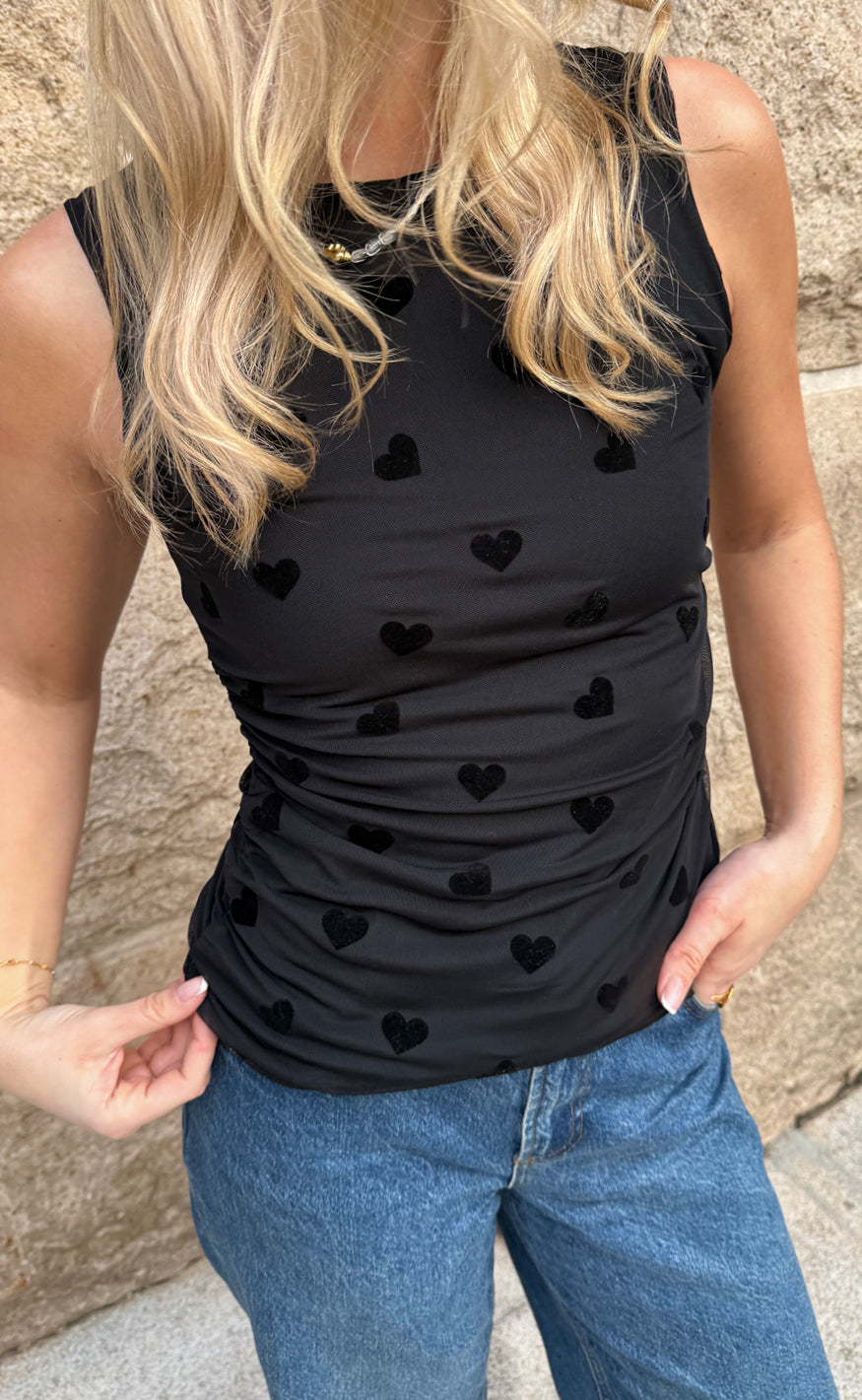 Say INA Copenhagen Topp - Sophia Mesh - Black Hearts
