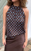 Say INA Copenhagen Topp - Malina - Dark Brown W. Blue Dots