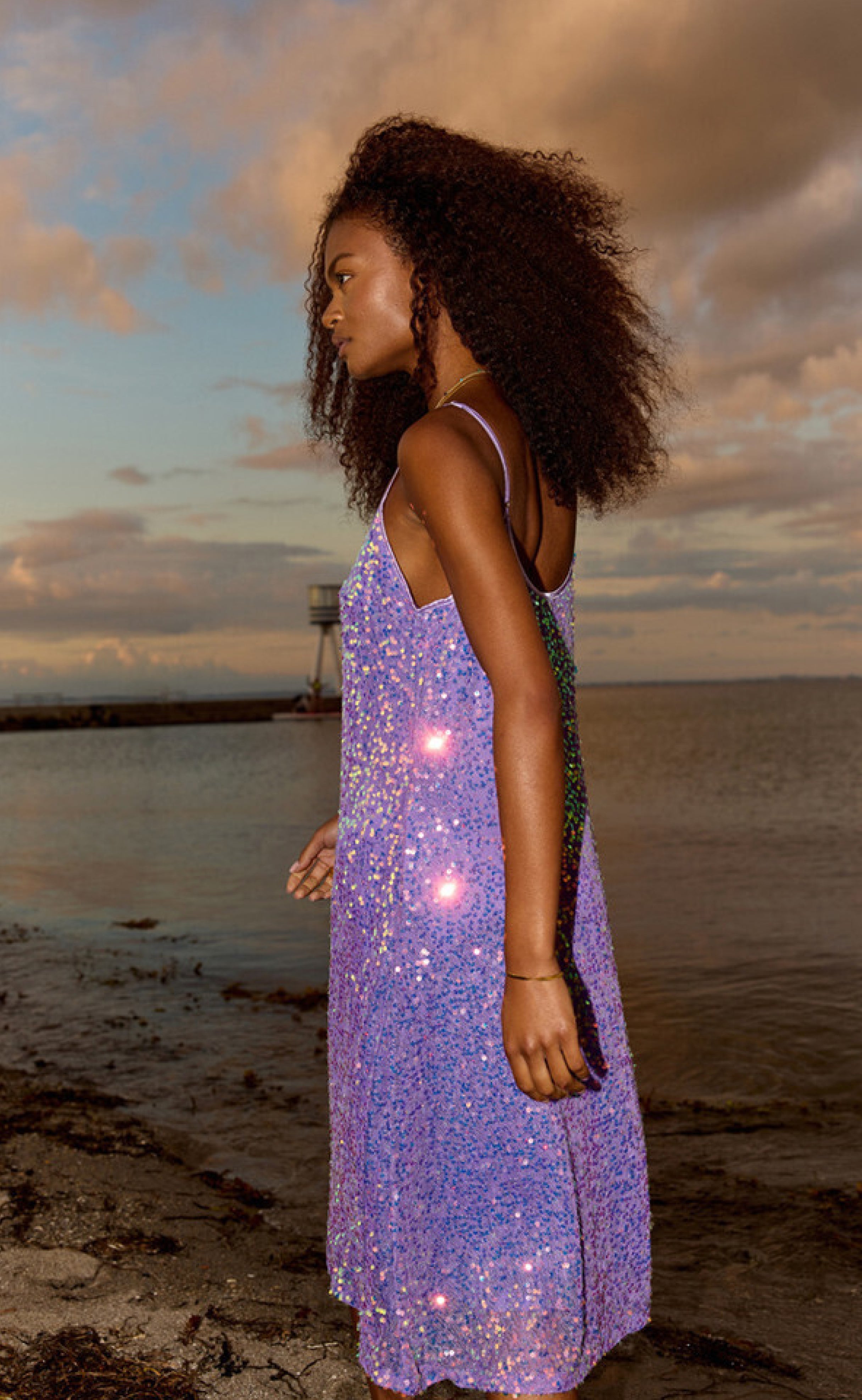 Hunkøn Kjole - Aya Sequin  - Purple