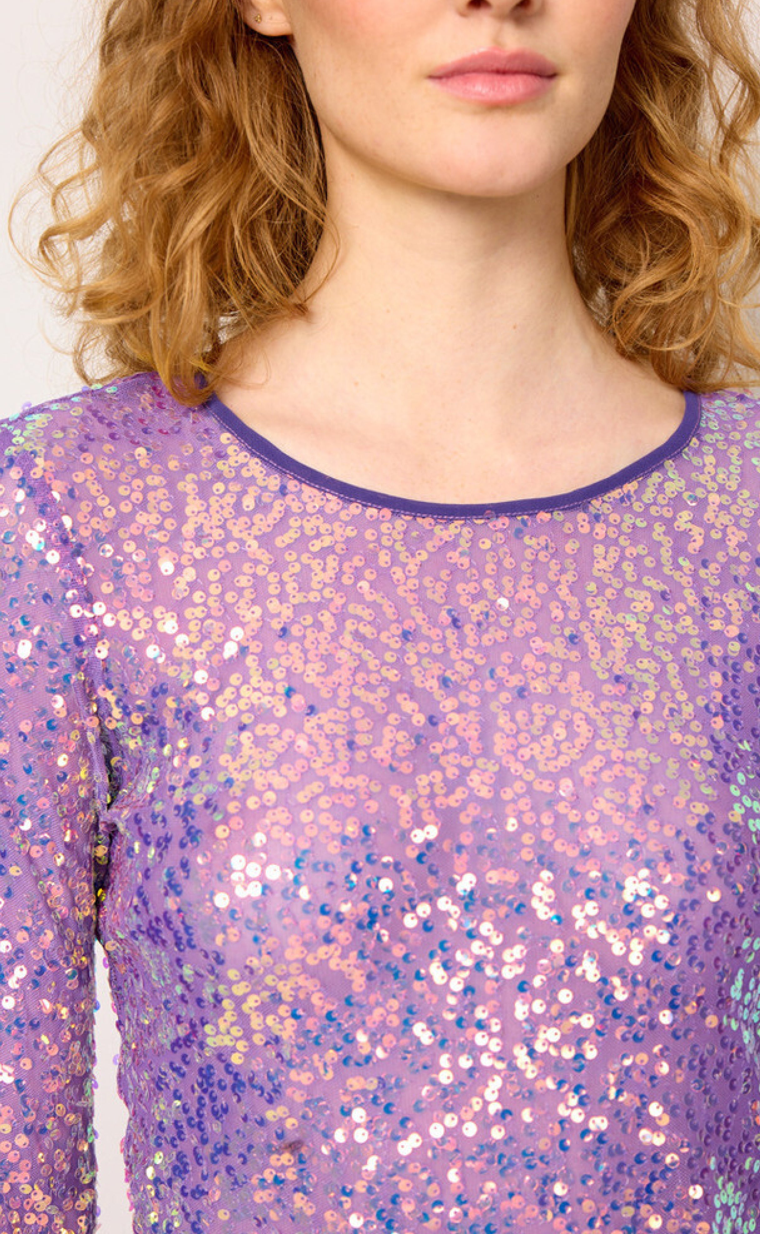 Hunkøn Bluse - Aya Sequin  - Purple