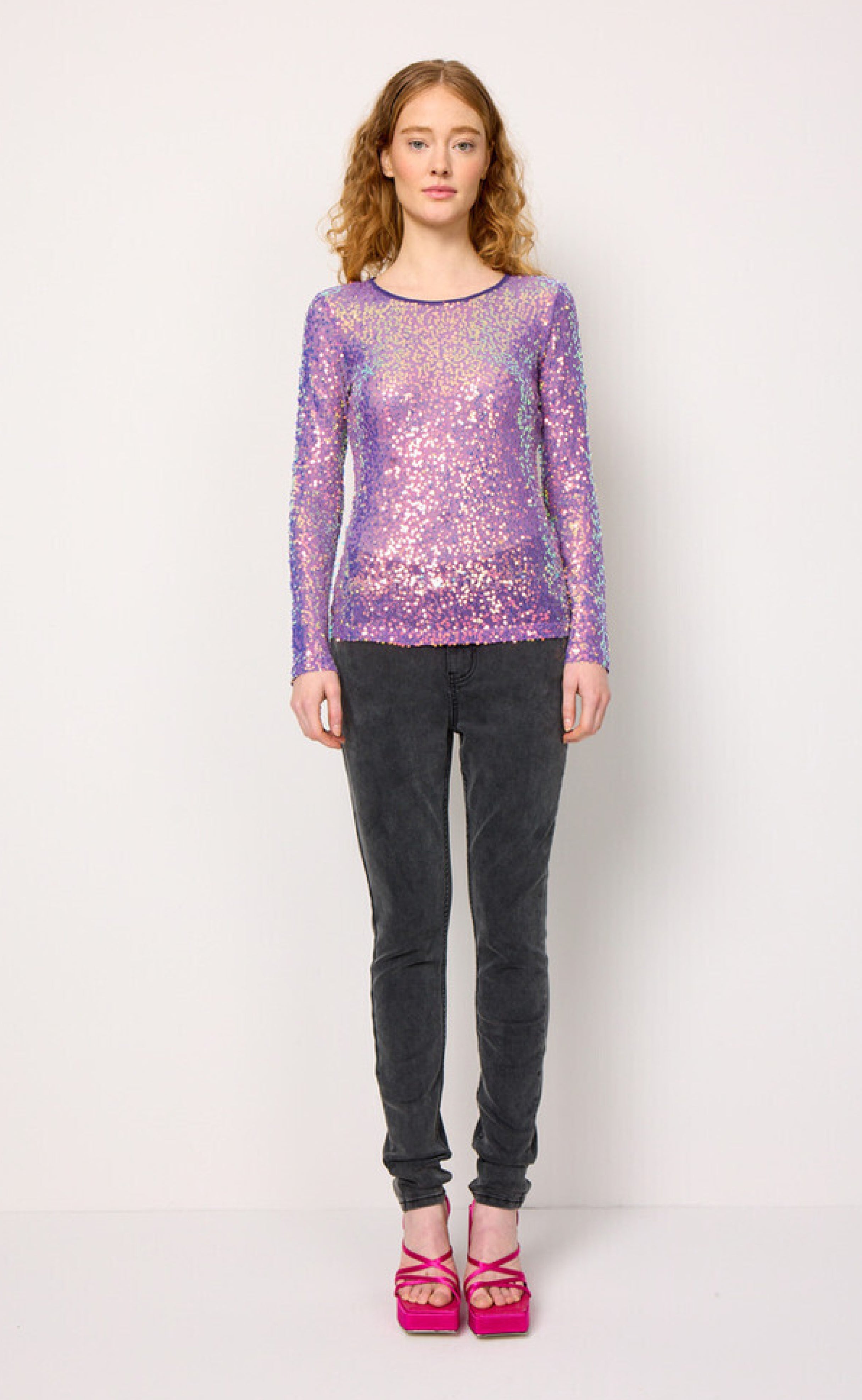 Hunkøn Bluse - Aya Sequin  - Purple
