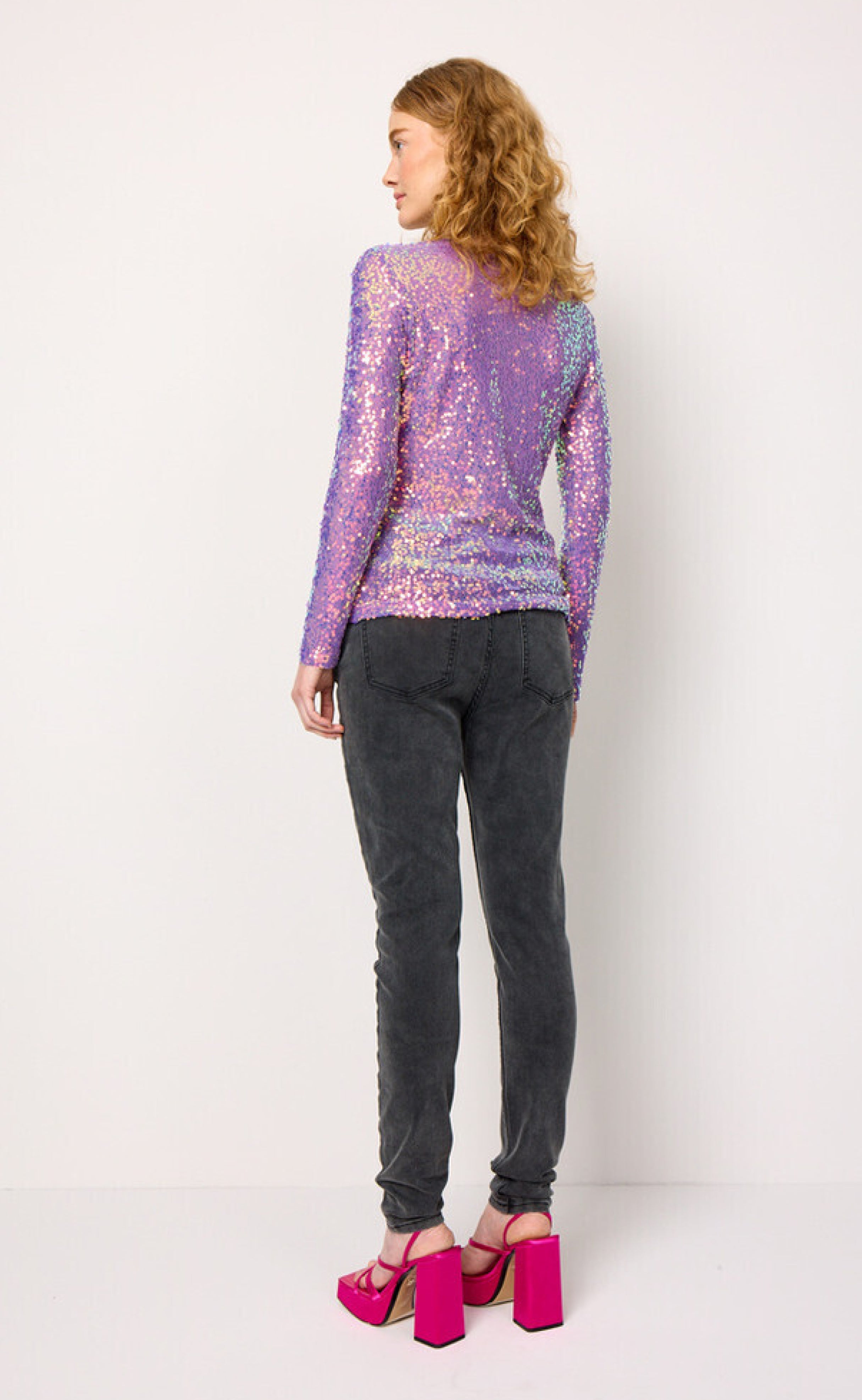 Hunkøn Bluse - Aya Sequin  - Purple