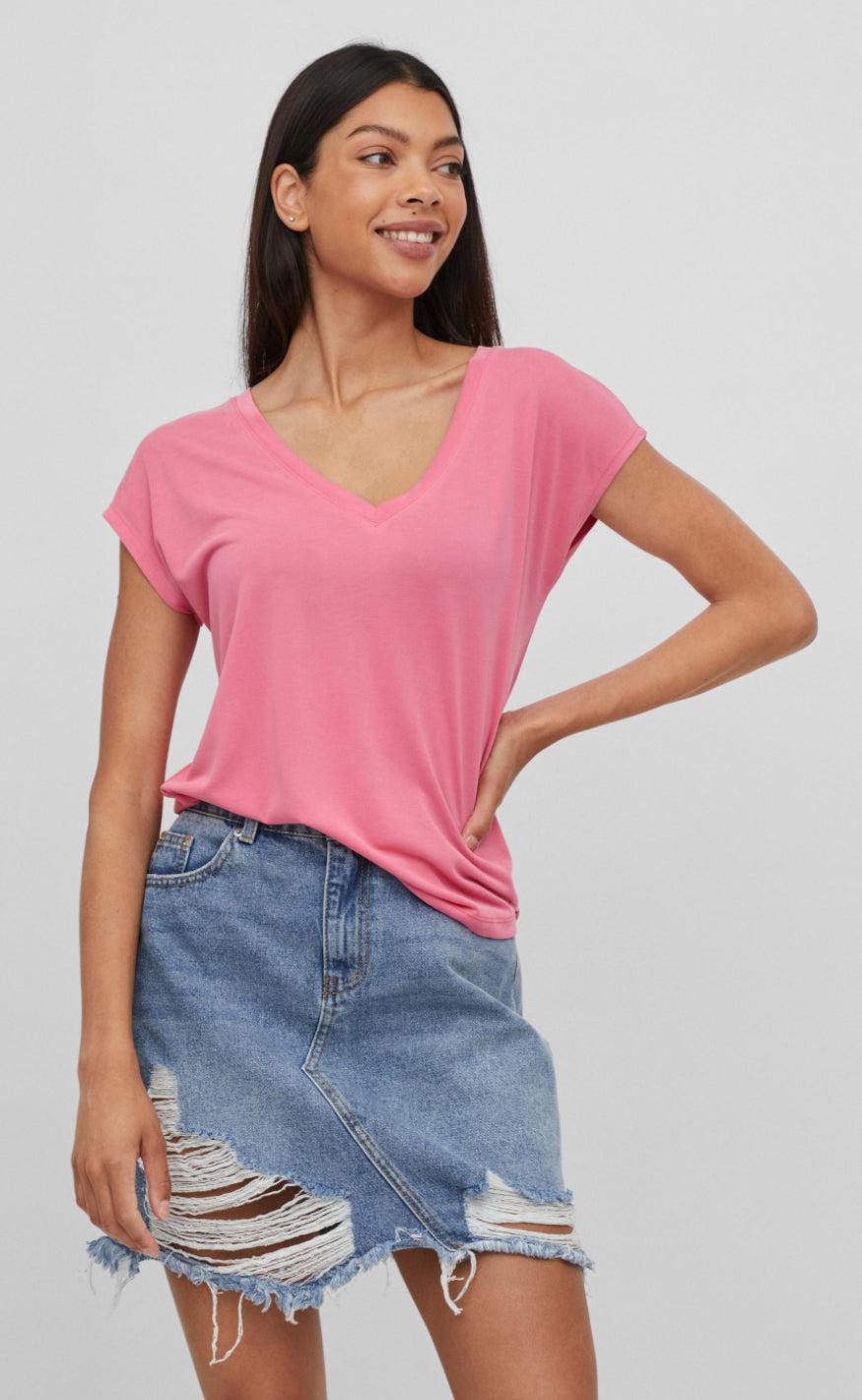 VILA Topp - Modala - Fandango Pink