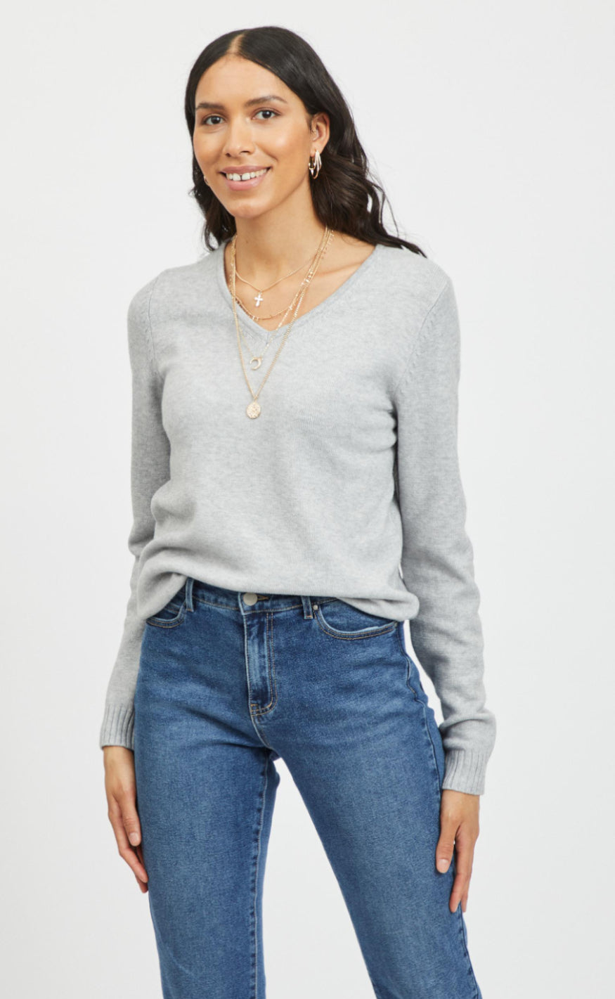 VILA Topp - Ril - Light Grey Melange