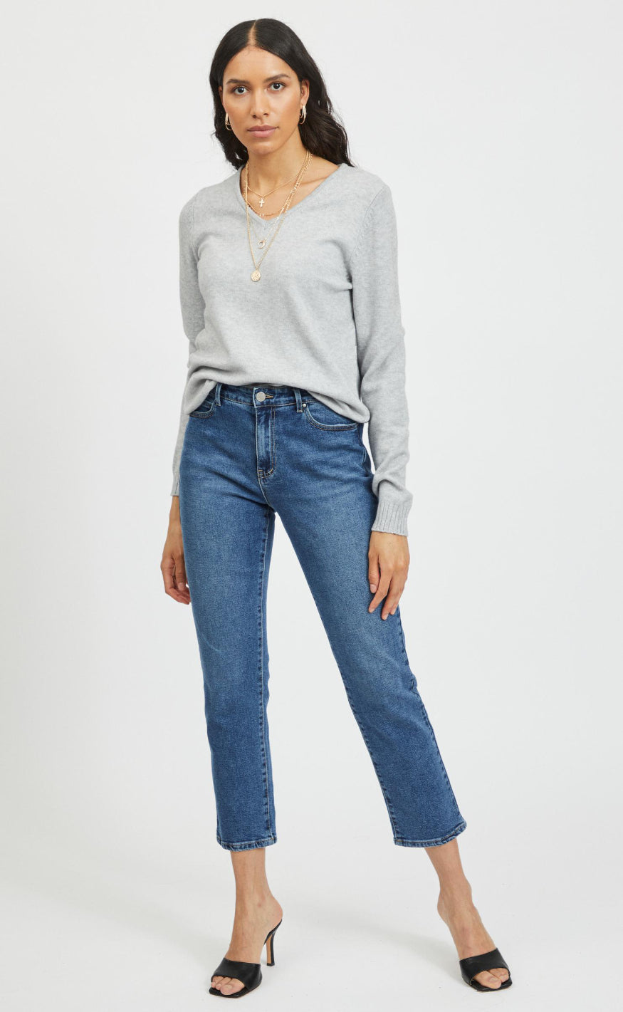 VILA Topp - Ril - Light Grey Melange