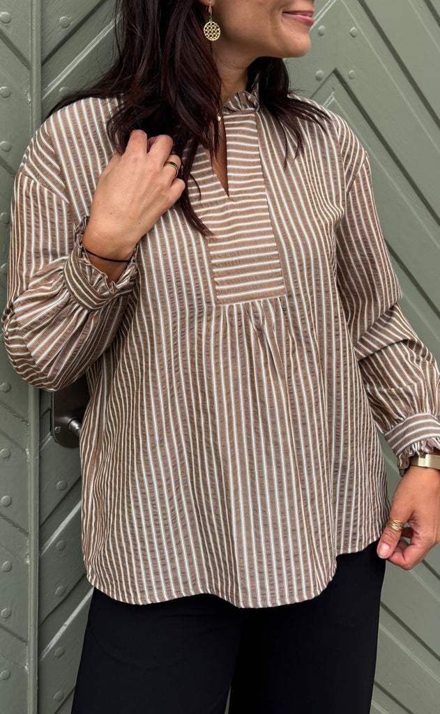 Say INA Copenhagen Bluse - Winnie LS - Brown Striped