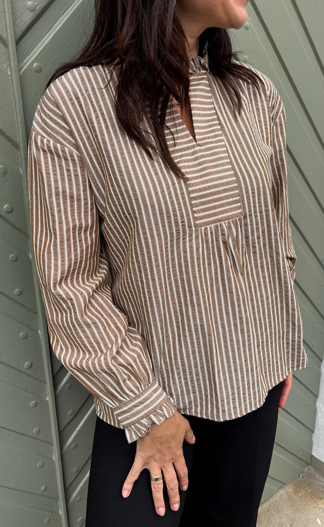 Say INA Copenhagen Bluse - Winnie LS - Brown Striped