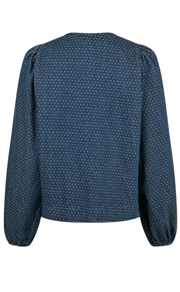 Neo Noir Bluse - Silvi Overdyed Dot - Ash blue