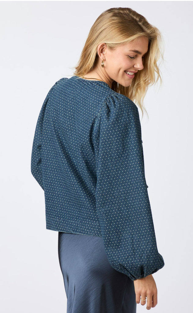 Neo Noir Bluse - Silvi Overdyed Dot - Ash blue