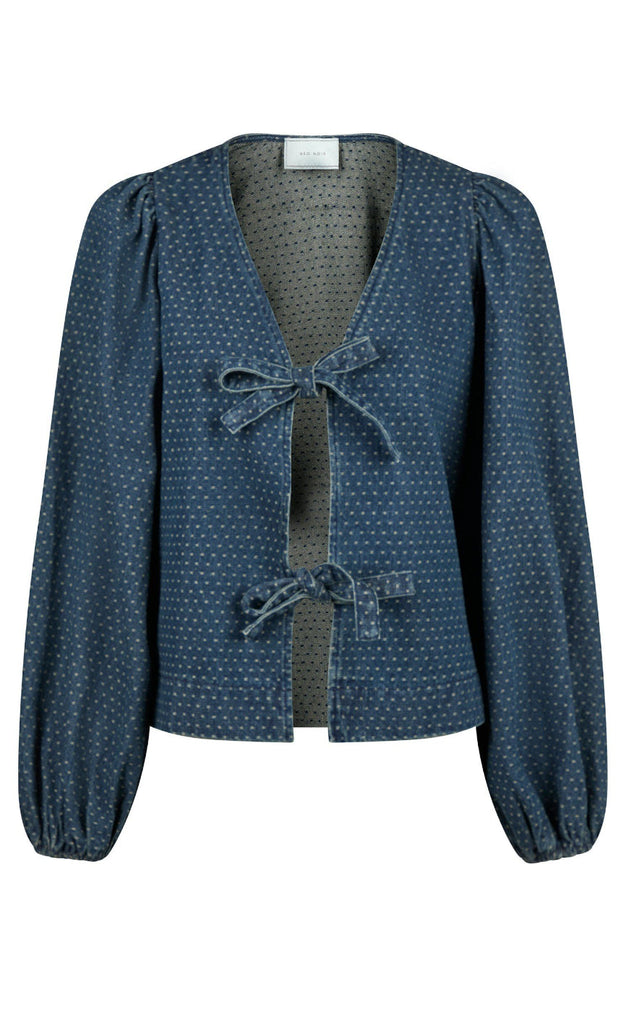 Neo Noir Bluse - Silvi Overdyed Dot - Ash blue