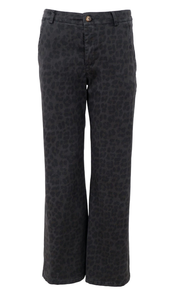 Black Colour Bukser - Abbie - Grey Leopard