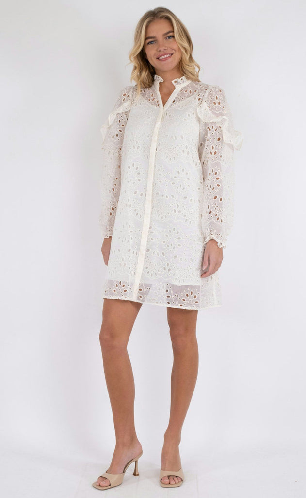 Neo Noir Kjole - Abby Embroidery - Ivory