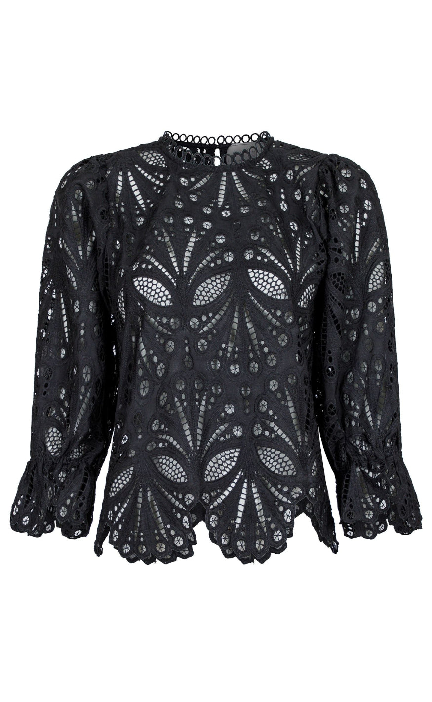 Neo Noir Bluse - Adela Embroidery - Black
