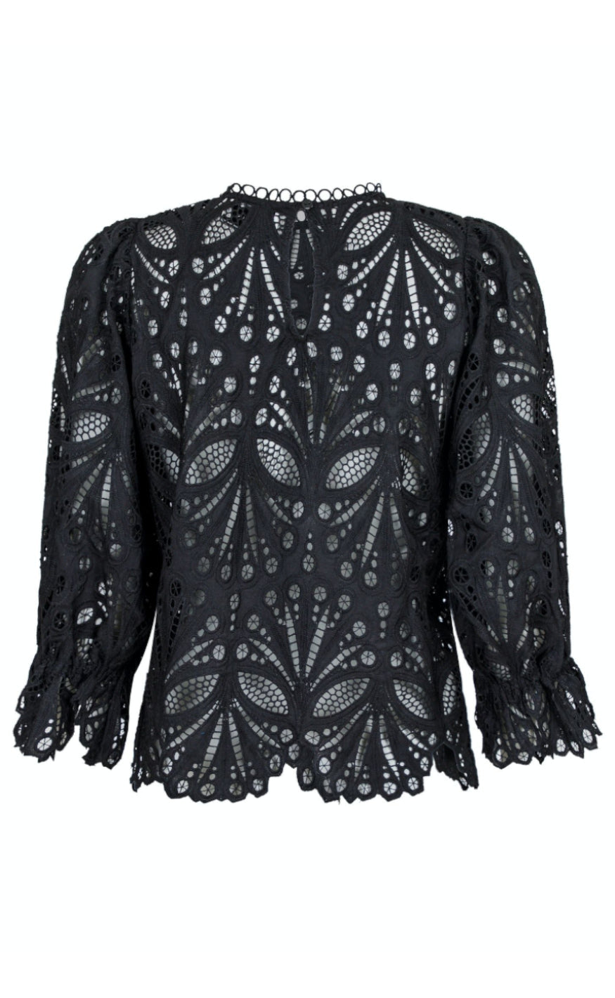Neo Noir Bluse - Adela Embroidery - Black