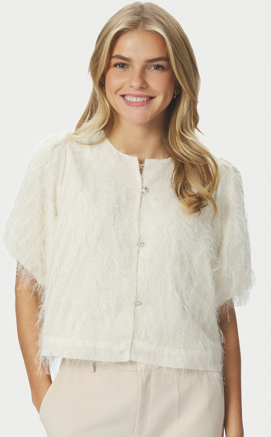 Neo Noir Bluse - Aisa Frilly - Creme
