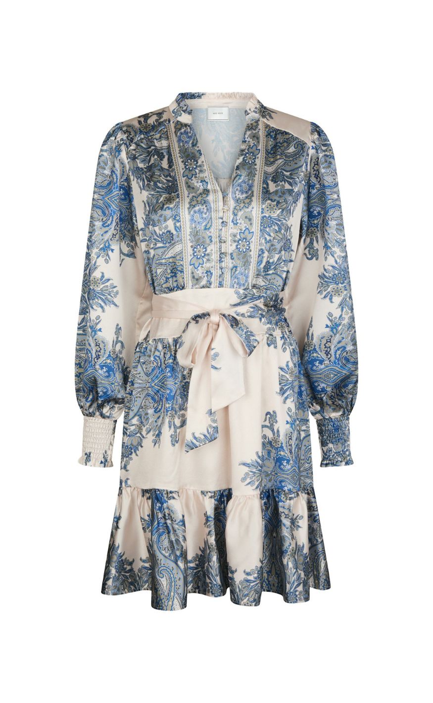 Neo Noir Kjole - Malfida Paisley - Ash Blue