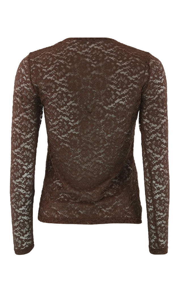 Continue Bluse - Alberte Lace - Brown