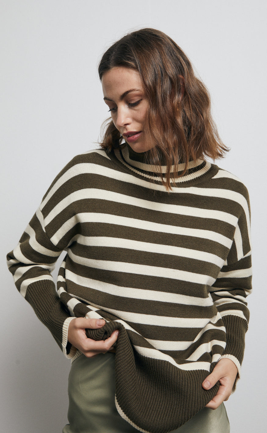 A-Veiw Genser - Alvena  - Green/Off White