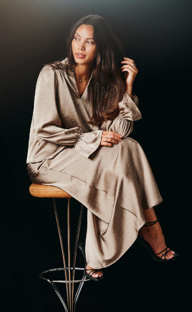 Neo Noir Bluse - Amara - Dark Taupe