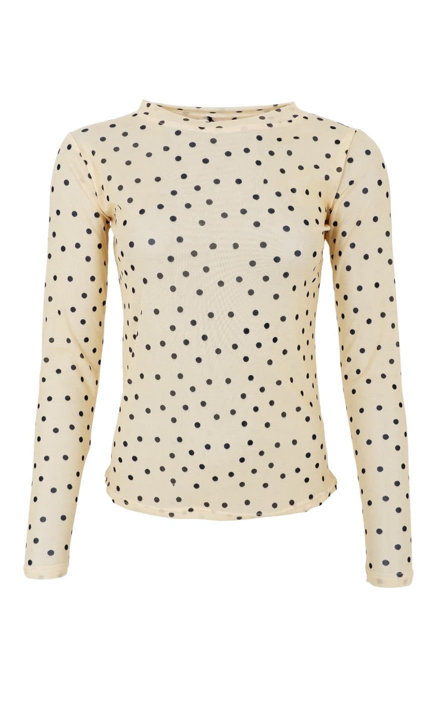 Black Colour Bluse - Annie Mesh - Yellow Dot