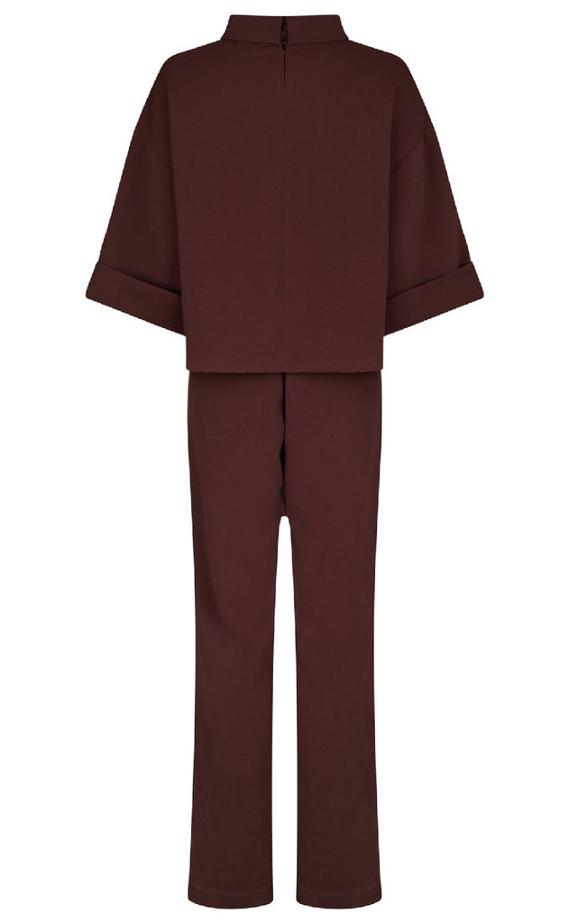 Neo Noir Jumpsuit - Arlo Crepe - Burgundy
