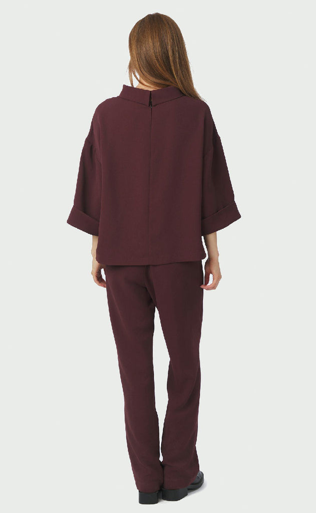 Neo Noir Jumpsuit - Arlo Crepe - Burgundy