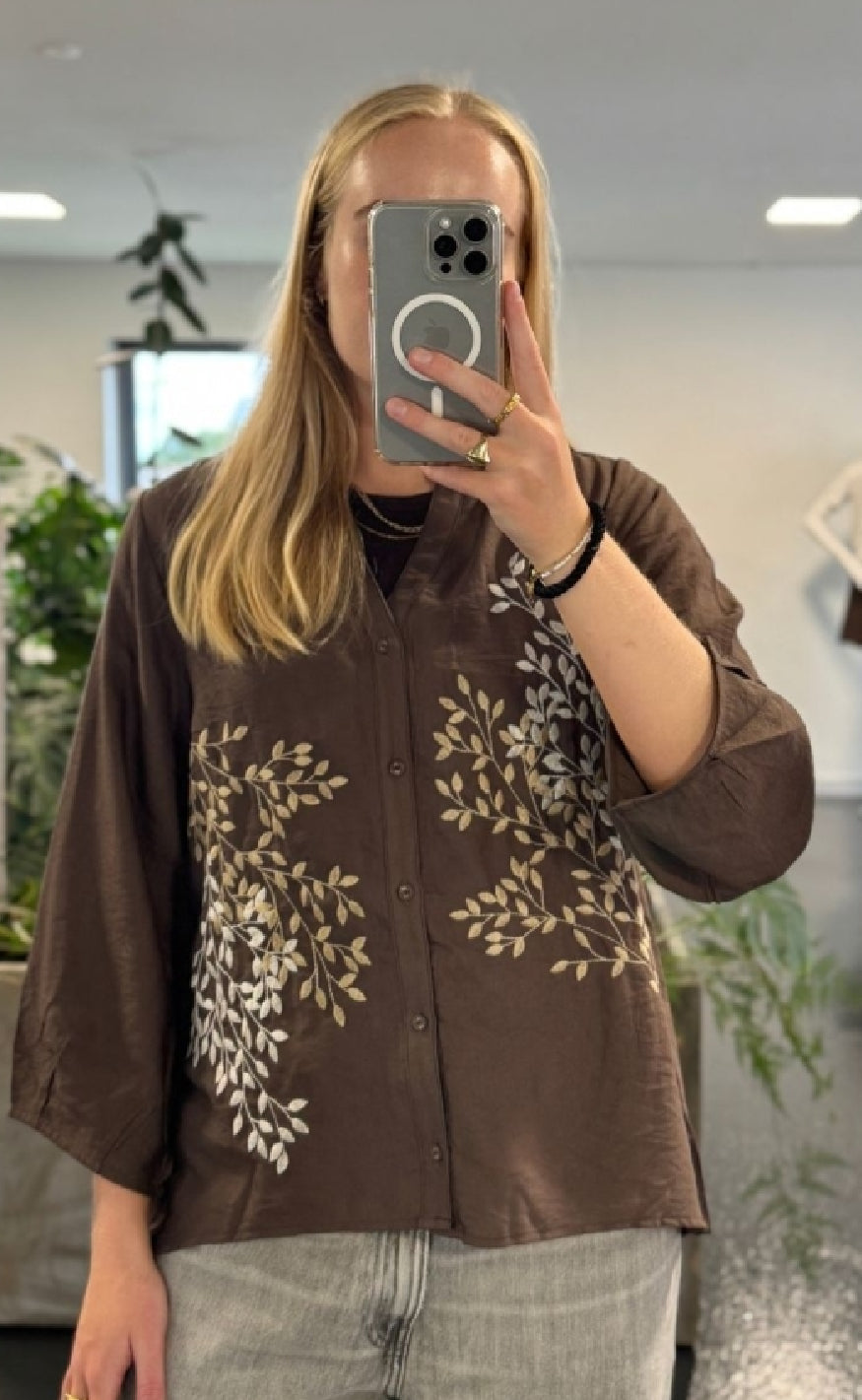 Luxzuz Bluse - Ariago - Chocolate Chip