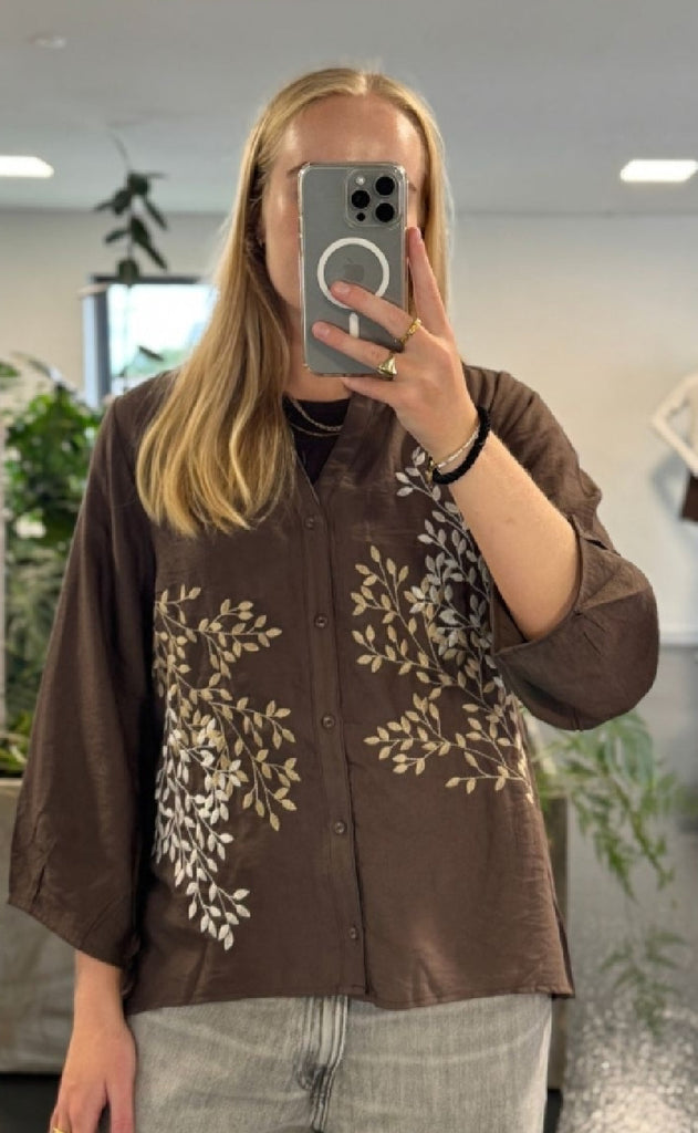 Luxzuz Bluse - Ariago - Chocolate Chip