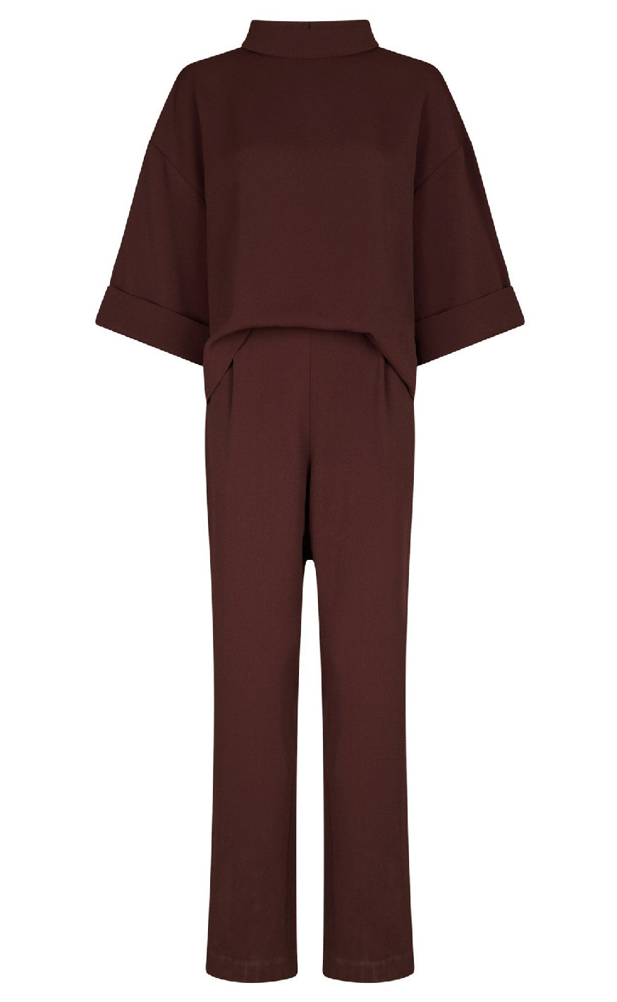 Neo Noir Jumpsuit - Arlo Crepe - Burgundy