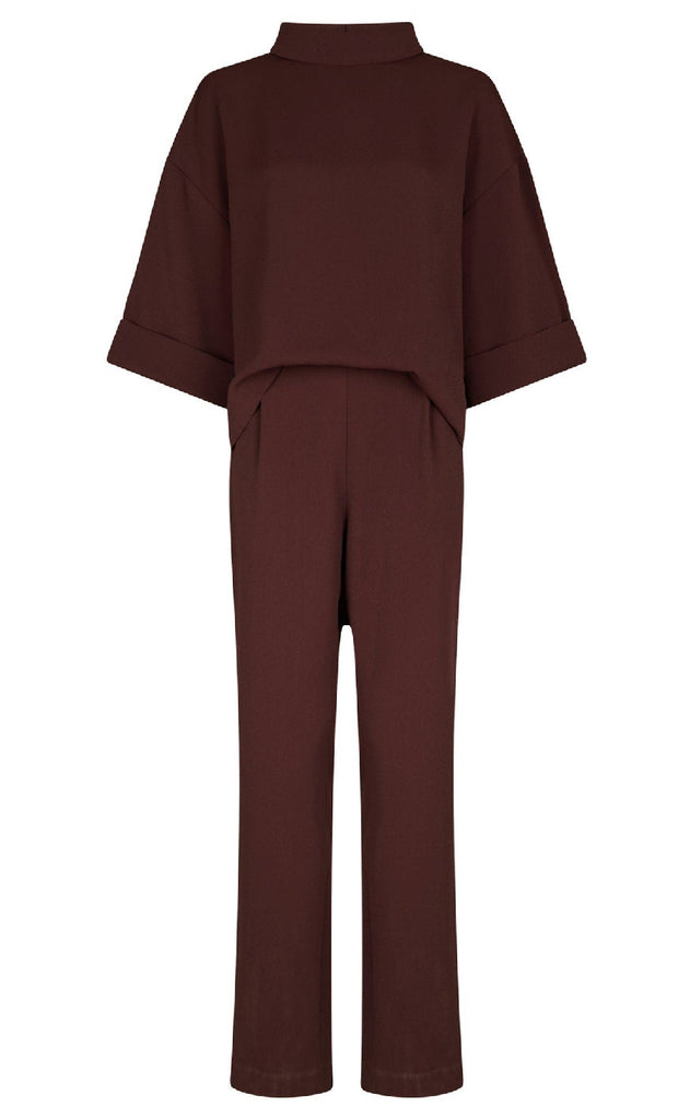 Neo Noir Jumpsuit - Arlo Crepe - Burgundy