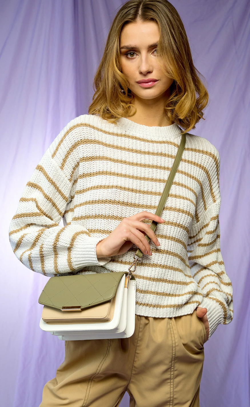 Noella Veske - Blanca Multi Medium - Army/ White/ Beige