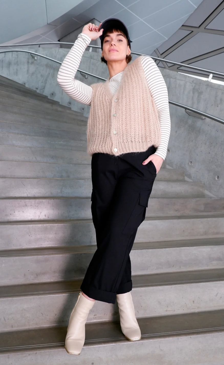 Black Colour Vest - Casey - Latte