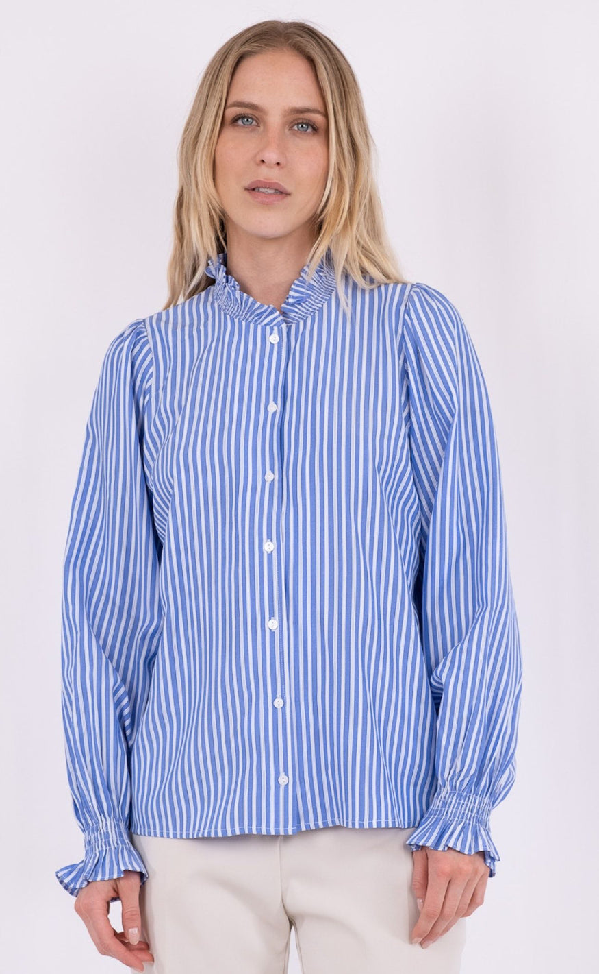 Neo Noir Bluse - Brianna - Blue Stripe