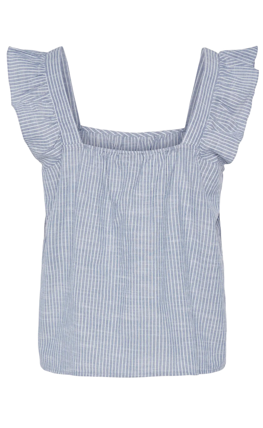 Pieces Topp - Apia - Coronet Blue/Bright White