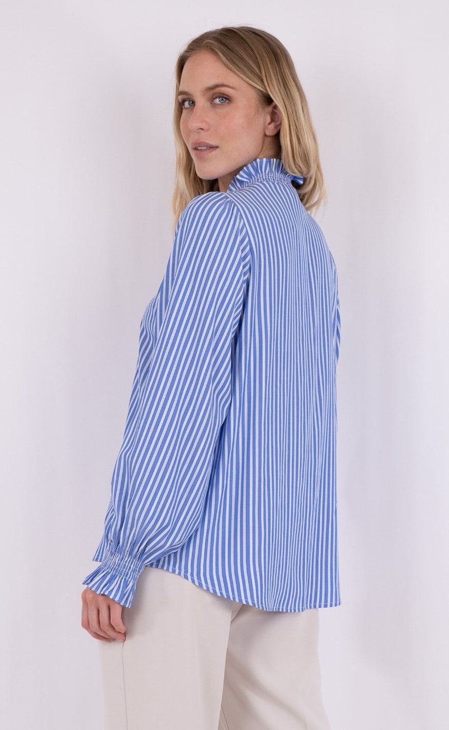 Neo Noir Bluse - Brianna - Blue Stripe